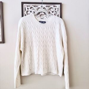 DKNY Women's White Cable Knit Sweater Size Large